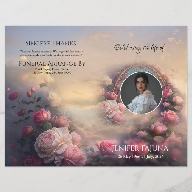 Plantilla de programa de funerales florales (Anverso)