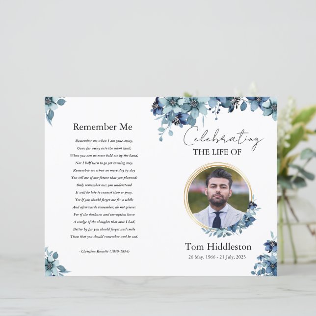 Plantilla de programa de funerales florales (Anverso de pie)