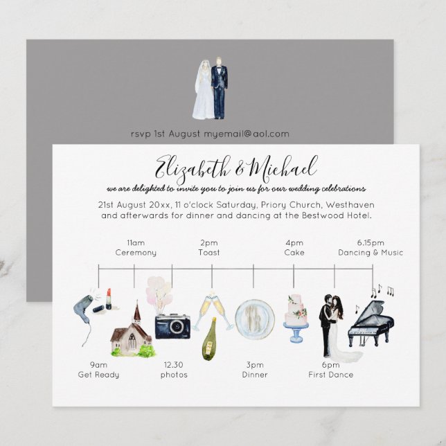 Plantilla de programa de icono de línea de tiempo  (Anverso / Reverso)