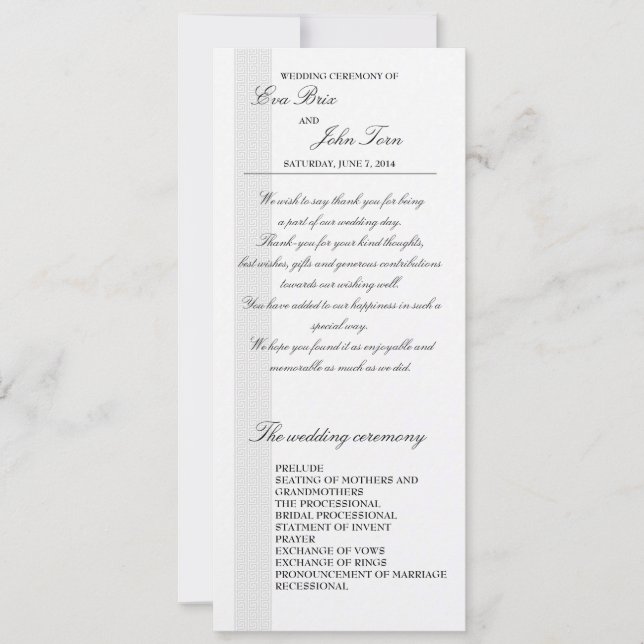 Plantilla de programa de matrimonio (Anverso)