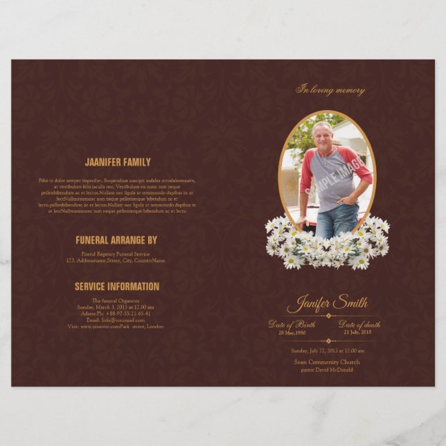 Plantilla de programa funeral impresa (Frente)