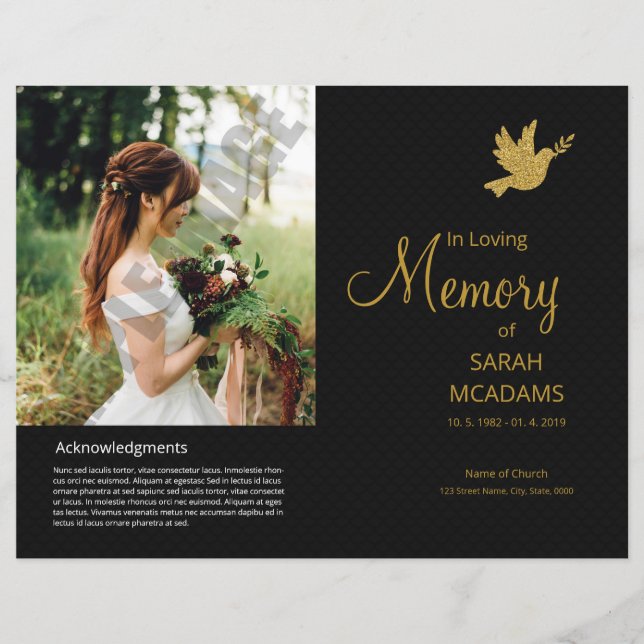 Plantilla de programa funeral impresa (Anverso)