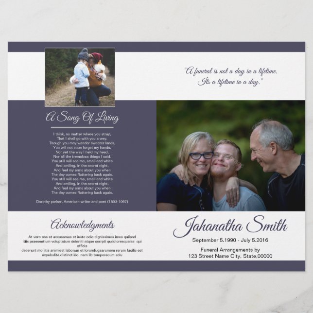 Plantilla de programa funeral impresa (Anverso)