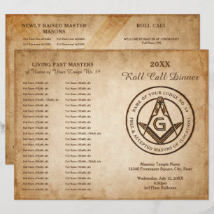 Plantilla de programa masónico DIY Stationery Free