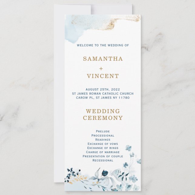 Plantilla de programa personalizada azul marino y  (Anverso)