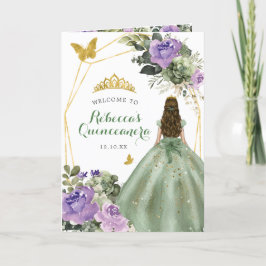 Plantilla de programa Quinceañera de púrpura verde