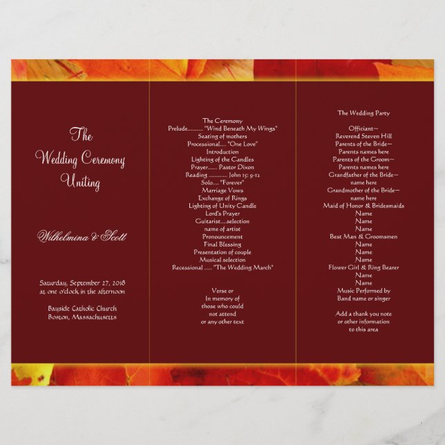 Plantilla de programa Tri-Fold de aroma de otoño e (Anverso)