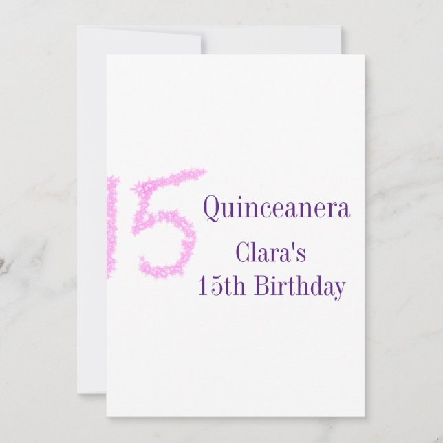 Plantilla de quinceañera cumpleaños 15 rosa con br (Anverso)