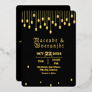 Plantilla de Relieve metalizado dorado de Invitaci
