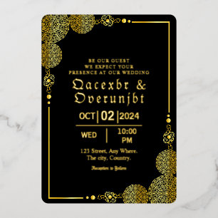 Plantilla de Relieve metalizado dorado de invitaci