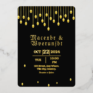 Plantilla de Relieve metalizado dorado de Invitaci