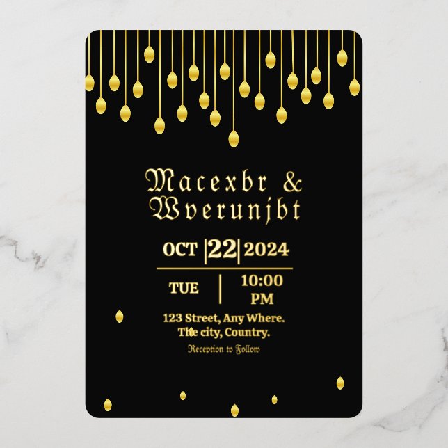 Plantilla de Relieve metalizado dorado de Invitaci (Anverso)