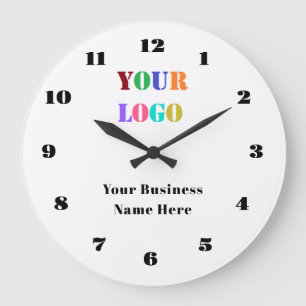 Plantilla de reloj de pared con logotipo y texto d