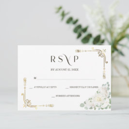 Plantilla de respuesta de boda dorada elegante per