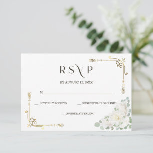 Plantilla de respuesta de boda dorada elegante per