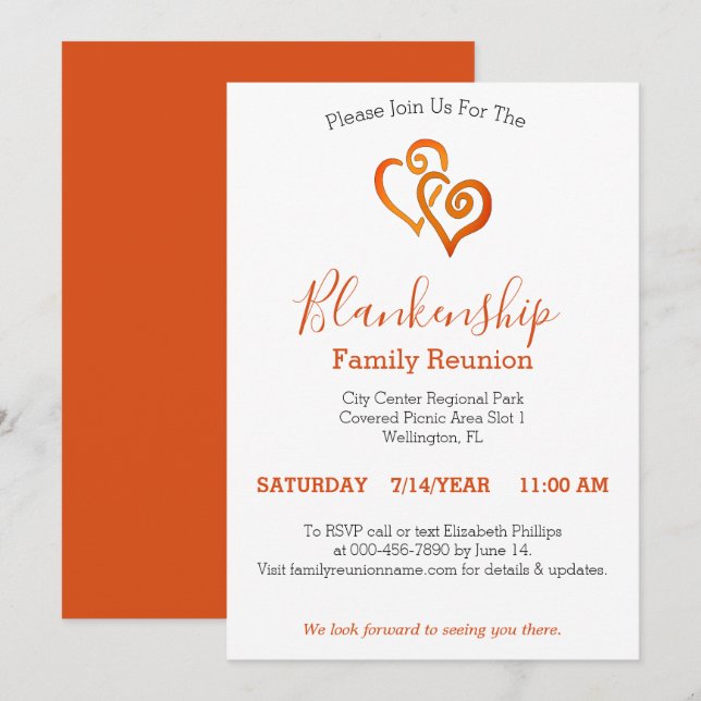 Plantilla de reunión de familia de naranjas vincul (Anverso / Reverso)