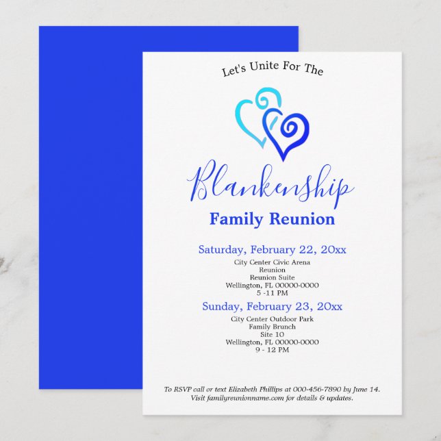 Plantilla de reunión de la familia Blue Linked Hea (Anverso / Reverso)