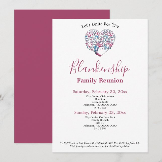 Plantilla de reunión de la familia de árboles de f (Anverso / Reverso)