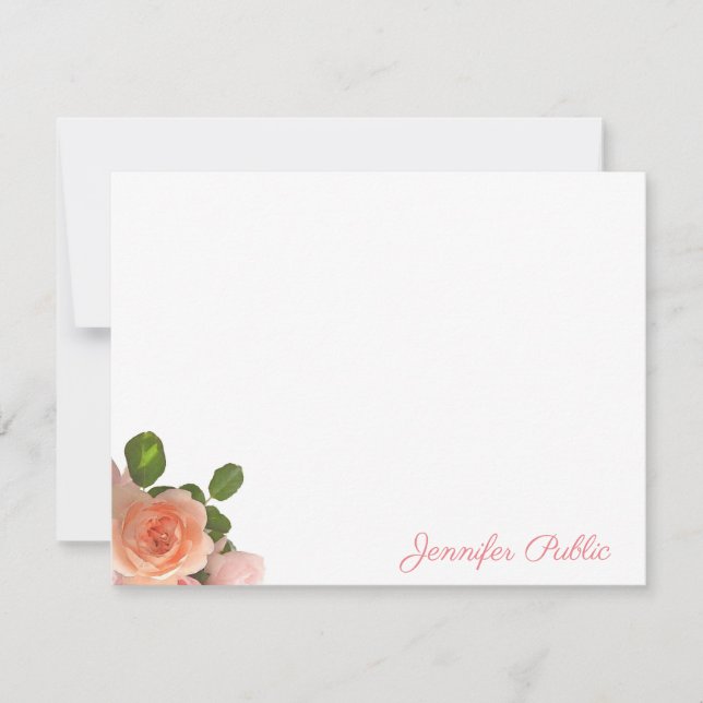 Plantilla de Rosas de acuarela de nombre de script (Anverso)