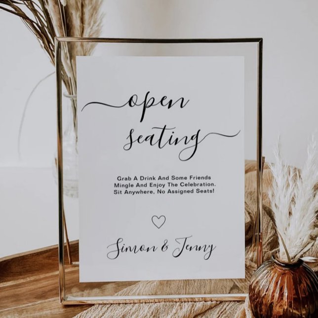 Plantilla de Rótulo de asientos abiertos de boda (Wedding Open Seating Sign Template)