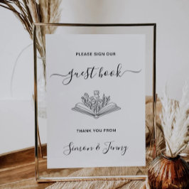 plantilla de Rótulo de Boda de libros de invitados