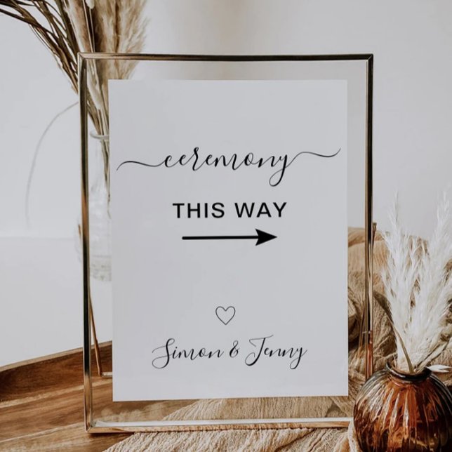 Plantilla de Rótulo de Ceremonia de esta forma Bod (Ceremony This Way Wedding Sign Template)