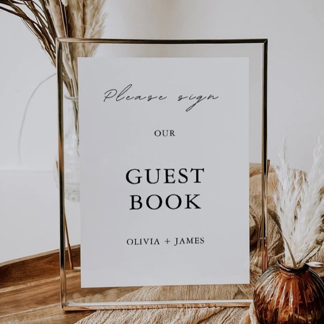 Plantilla de Rótulo de libro de invitado de Boda m (Minimalist Wedding Guest Book Sign Template)