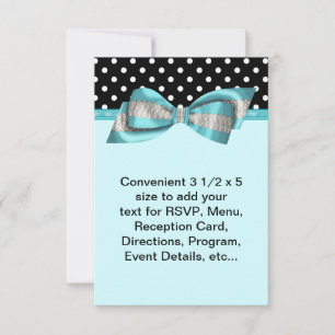Plantilla de RSVP azul teal con lunares negros