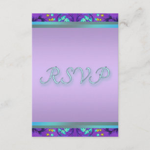 Plantilla de RSVP azul turquesa púrpura