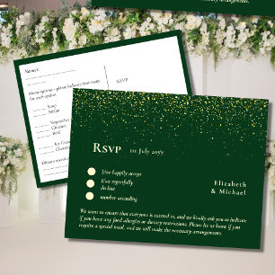Plantilla de RSVP con Menú RSVP Verde Esmeralda