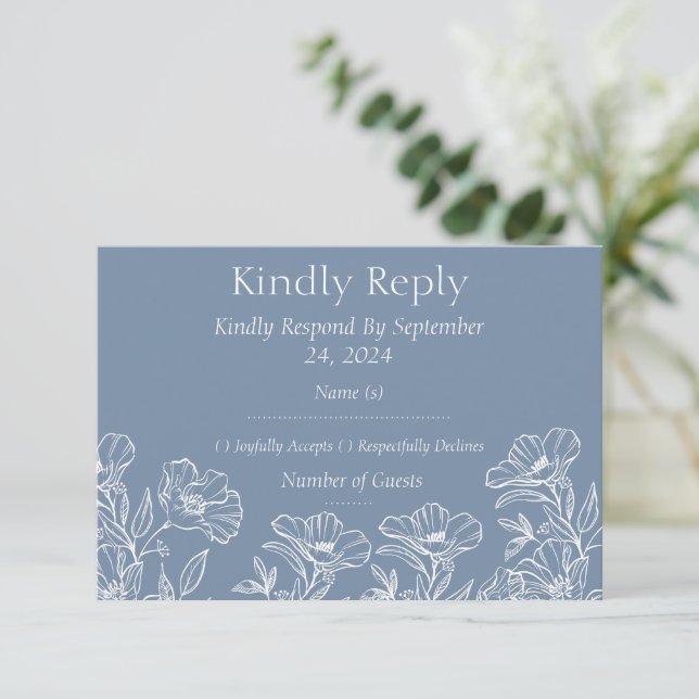 Plantilla de RSVP de boda floral de lirio blanco a (Anverso de pie)