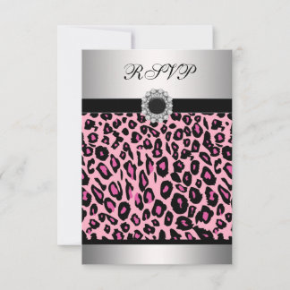 Plantilla de RSVP de leopardo rosa
