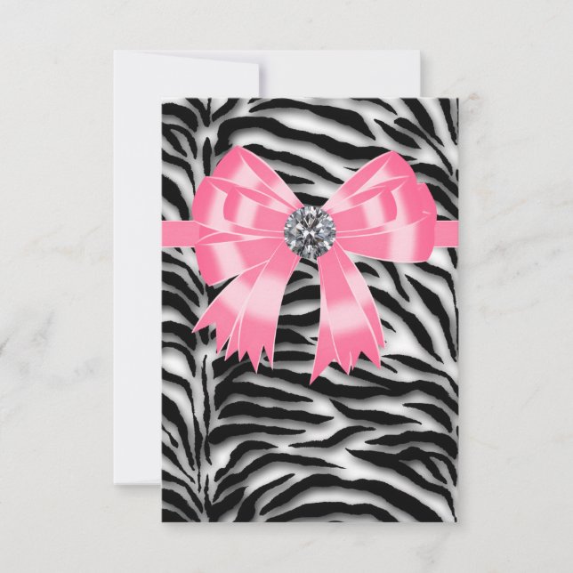 Plantilla de RSVP de Pink Black Pink Zebra (Anverso)