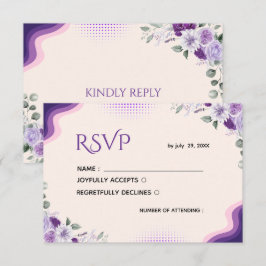 Plantilla de RSVP floral elegante de lavanda y púr