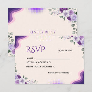 Plantilla de RSVP floral elegante de lavanda y púr