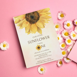 Plantilla de sol de primer cumpleaños de girasol