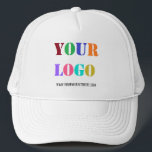 Plantilla de sombrero de personalizado Business Lo<br><div class="desc">Diseñar sus propios sombreros de camionero con logotipo Personalizado y regalo de camionero personalizado promocional de texto - Añadir su logotipo / imagen - Código de foto o QR y sitio web o nombre - Personalizado de texto / información - Redimensionar y mover elementos con la herramienta Personalización. Elija fuente...</div>
