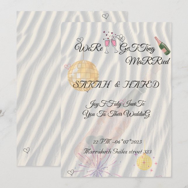 Plantilla de suite de boda ilustrada dibujada a ma (Anverso / Reverso)