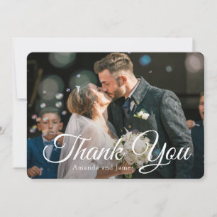 Plantilla de tarjeta Boda Elegant Photo Gracias