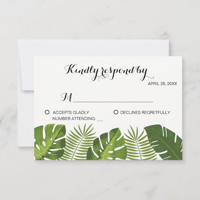 plantilla de tarjeta Boda tropical RSVP (Anverso)