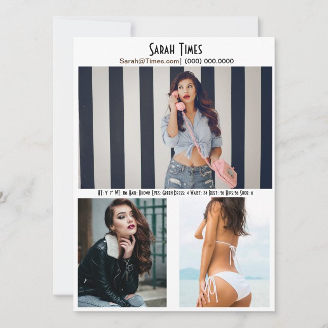 Plantilla de tarjeta comp. femenina modelo (Anverso)