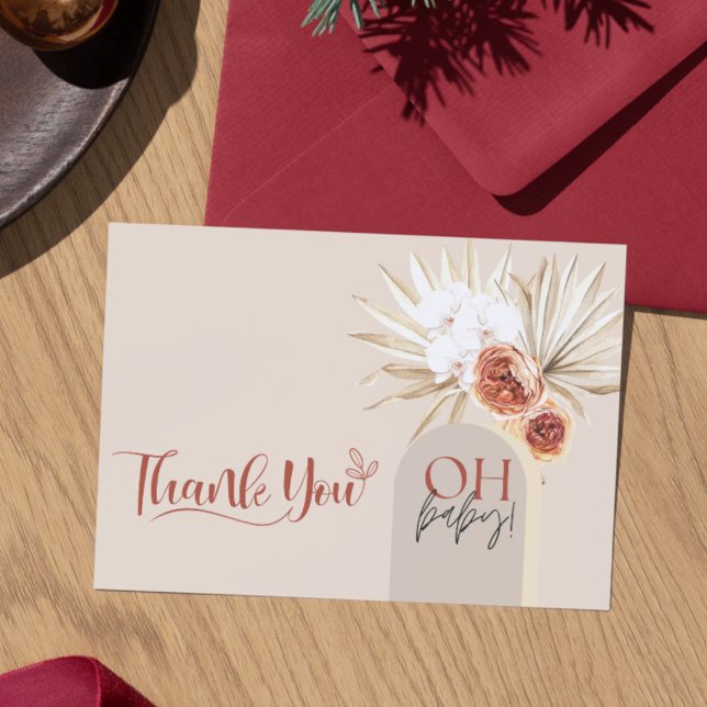 Plantilla de tarjeta de agradecimiento para baby s (Wildflower Boho Baby Shower Thank You Card Template)