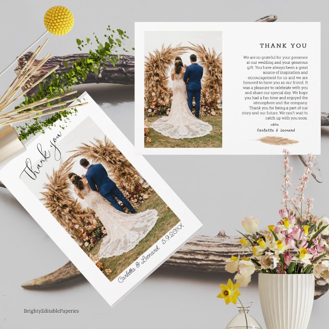 Plantilla de tarjeta de agradecimiento por foto. (Subido por el creador)