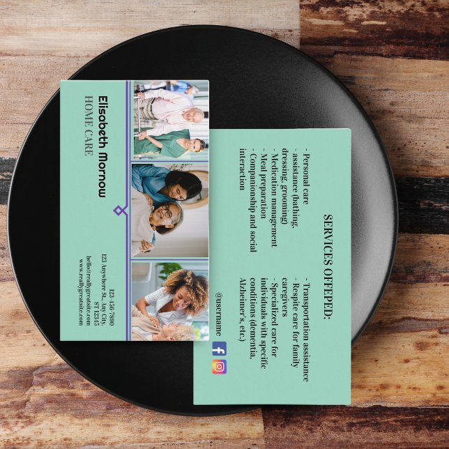 Plantilla de tarjeta de atención para personas de  (Elderly Care Card Template - Caregiver Business Card Bundle | Customizable)