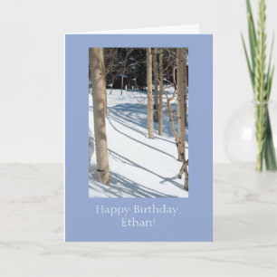 Plantilla de tarjeta de cumpleaños de Snowy Aspens