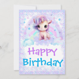 Plantilla de tarjeta de cumpleaños de unicornio ar