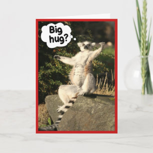 Plantilla de tarjeta de felicitación Big Hug Lemur