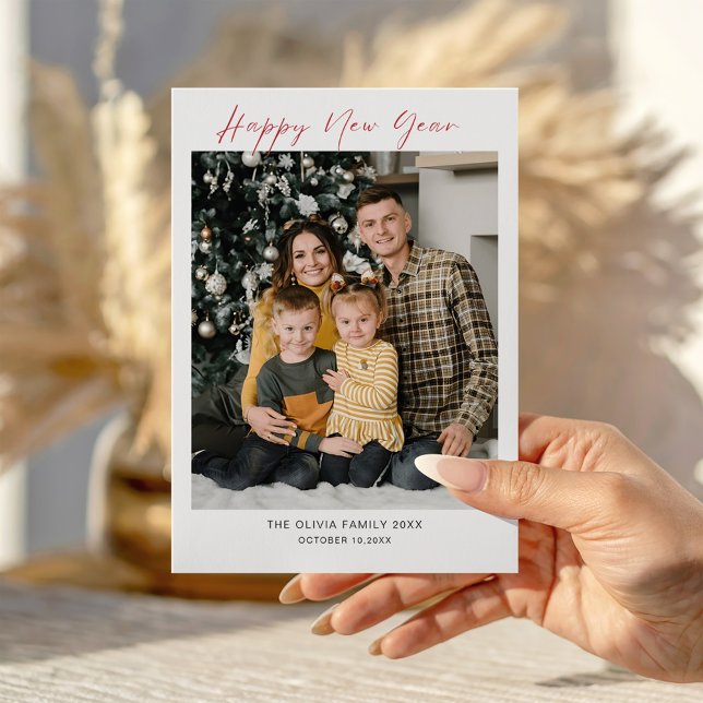 Plantilla de tarjeta de festividad de fotos de la  (Merry Christmas Family Photo Holiday Card Template)