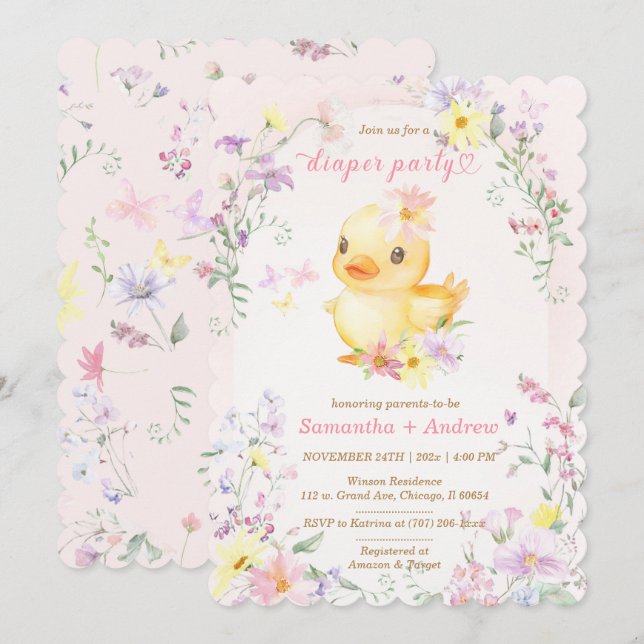 Plantilla de Tarjeta de Fiesta de Pañales de PATIT (Anverso / Reverso)