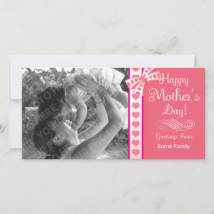 Plantilla de tarjeta de foto de cinta rosa Happy M